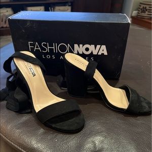 Fashion Nova Lace Up Suede Heels